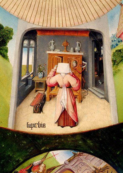 Superbia, (dettaglio) dalla Tavola dei Sette Peccati Capitali e delle Quattro Ultime Cose, c.1480 da Hieronymus Bosch